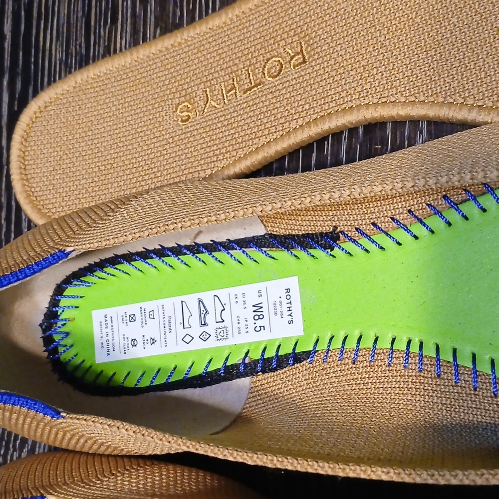 Rothy's Mustard Yellow and Black Cap-Toe Flats - Picture 5 of 5